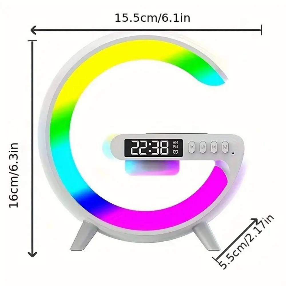 Lampă LED multifuncțională 4 în 1 cu încărcare wireless, Bluetooth și afișaj digital [6]
