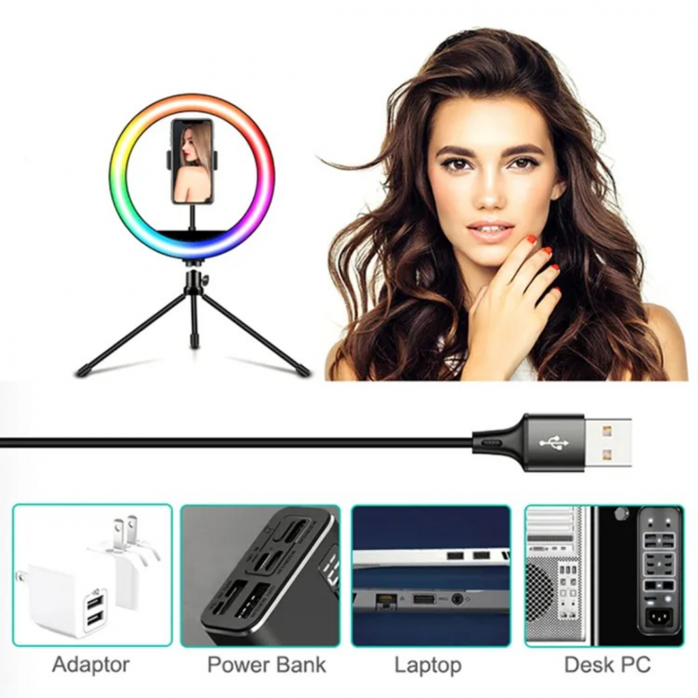 Lampă selfie RGB circulară profesională cu trepied inclus [2]
