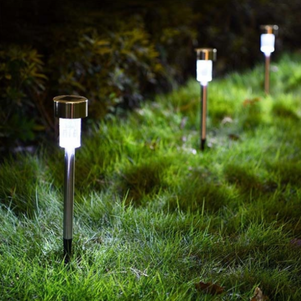 Lampă solară LED, inox, cu țăruș și iluminare puternică [8]