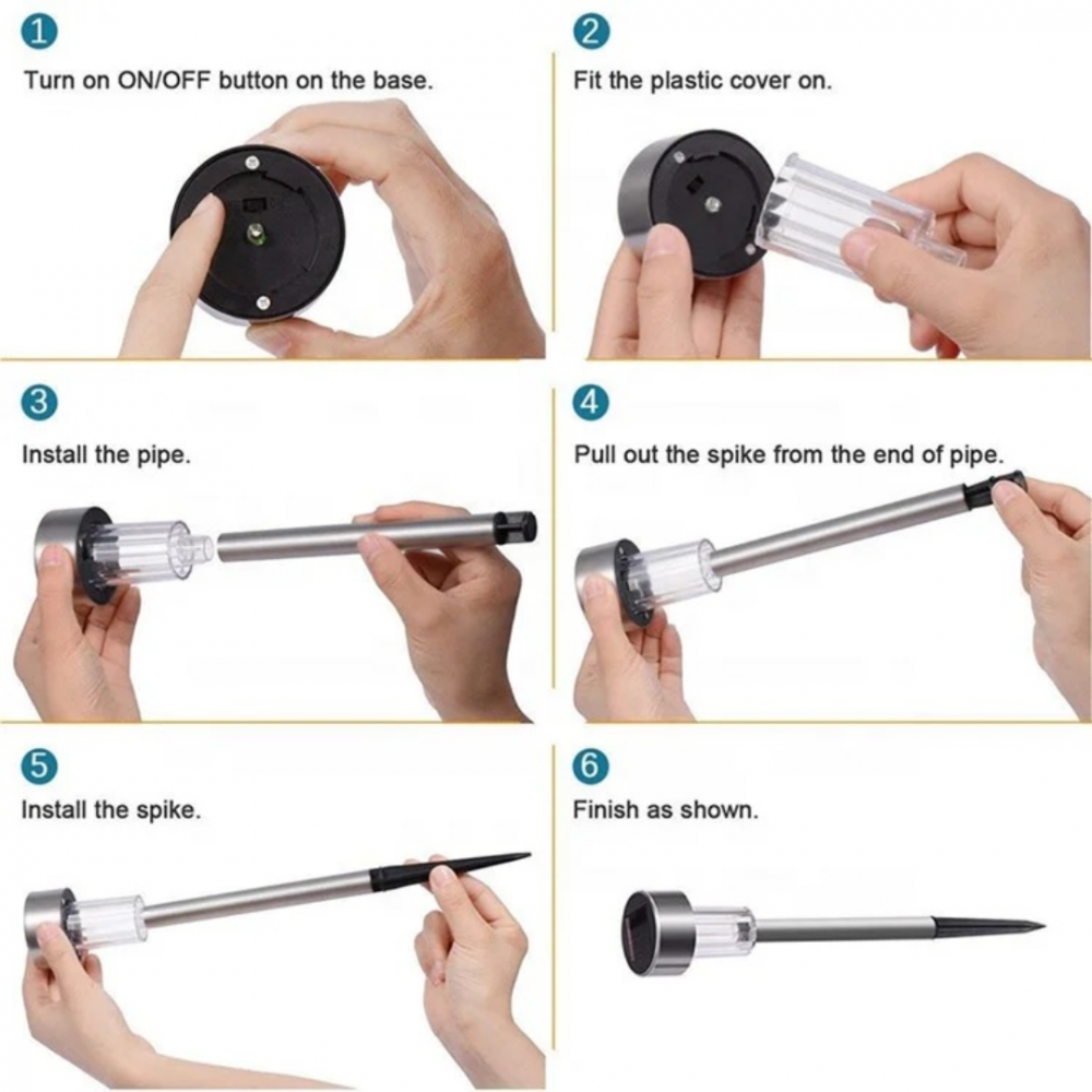 Lampă solară LED, inox, cu țăruș și iluminare puternică [4]