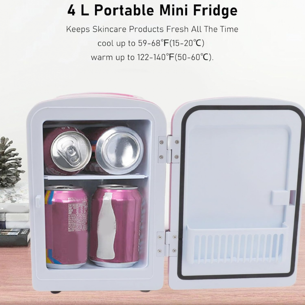 Mini frigider portabil 4L, cu funcție de încălzire/răcire, roz [5]