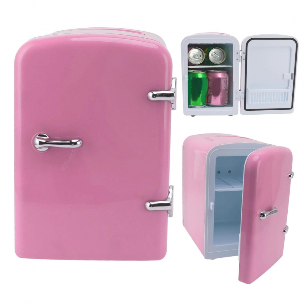Mini frigider portabil 4L, cu funcție de încălzire/răcire, roz [3]