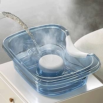 Lavoar portabil pentru spalat parul, cu furtun de drenaj si suport cervical, 48 x 35 x 14 cm, albastru transparent [7]