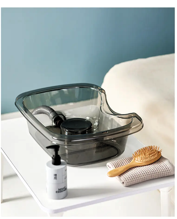 Lavoar portabil pentru spalat parul, cu furtun de drenaj si suport cervical, 48 x 35 x 14 cm, ri transparent [3]