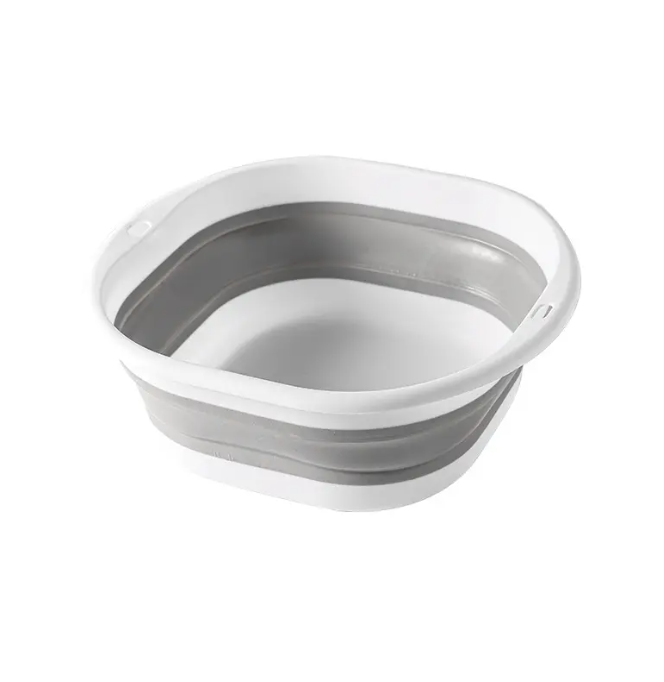 Lighean Pliabil, Multifunctional, Anti-alunecare, Poate fi atarnat, Design gauri de agatat, Mic si portabil, Usor de curatat, Pentru Baie, bucatarie, voiaj, PP, TPE, marime L, Alb/Gri, 37 x 13 cm [1]