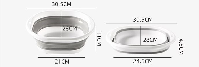 Lighean Pliabil, Multifunctional, Anti-alunecare, Poate fi atarnat, Design gauri de agatat, Mic si portabil, Usor de curatat, Pentru Baie, bucatarie, voiaj, PP, marime M, Gri [2]
