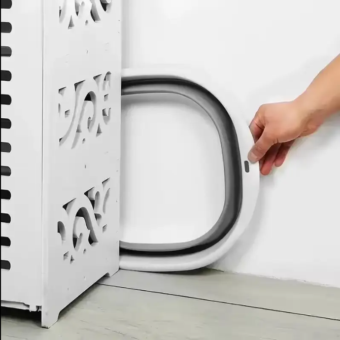 Lighean Pliabil, Multifunctional, Anti-alunecare, Poate fi atarnat, Design gauri de agatat, Mic si portabil, Usor de curatat, Pentru Baie, bucatarie, voiaj, PP, marime M, Gri [6]