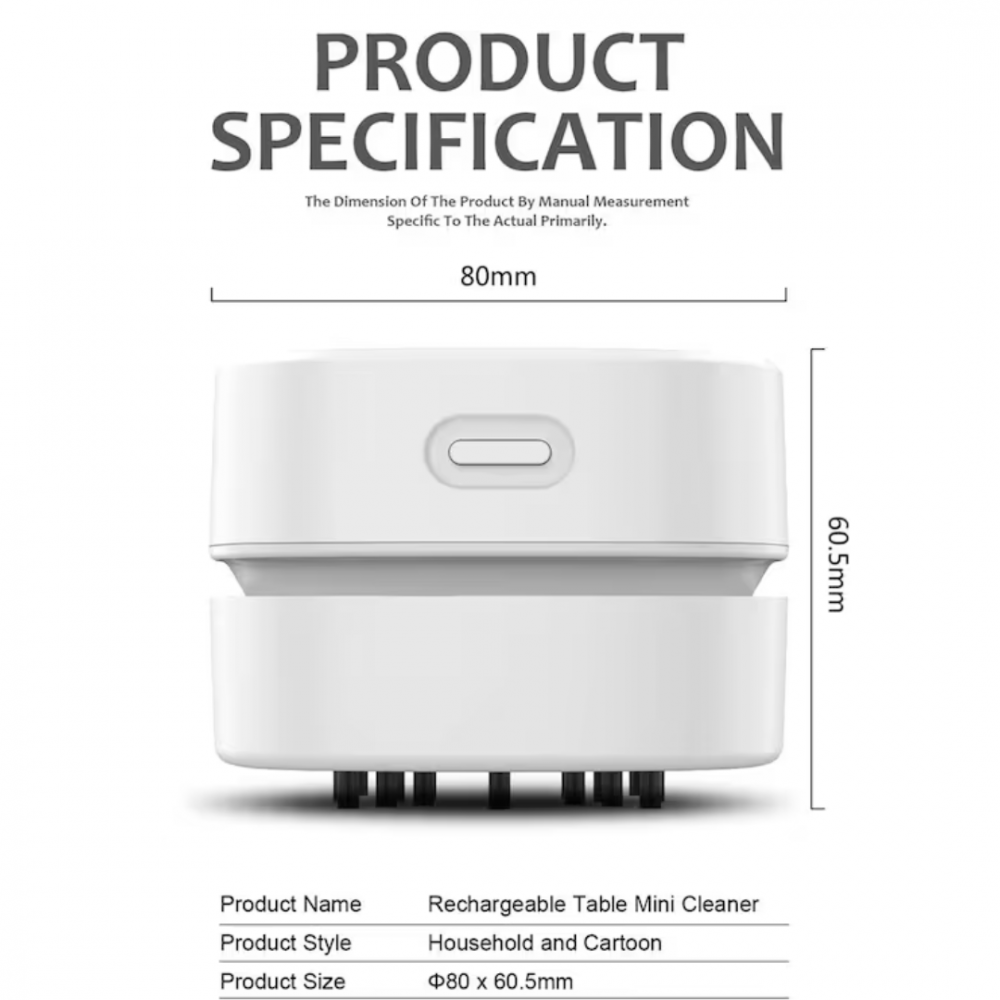Mini aspirator portabil pe baterii, pentru birou și suprafețe mici, Alb [6]