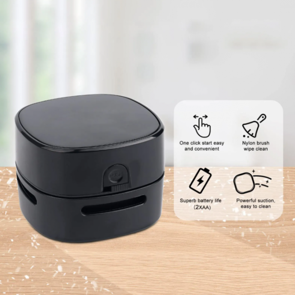 Mini aspirator portabil pe baterii, pentru birou și suprafețe mici, Negru [7]
