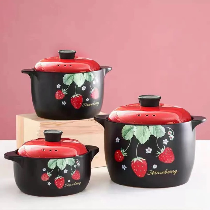 Oala din material ceramic cu capac, rezistenta la temperaturi inalte, capacitate 6.5L, Culoare Negru, Rosu [2]