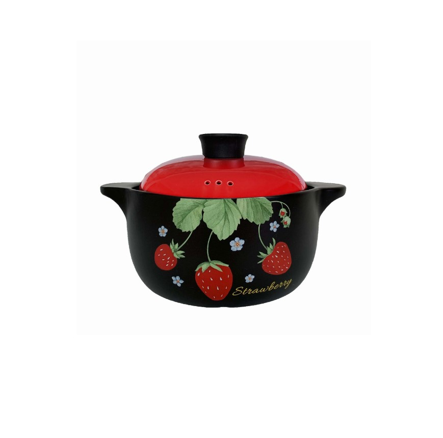 Oala din material ceramic cu capac, rezistenta la temperaturi inalte, capacitate 6.5L, Culoare Negru, Rosu [1]