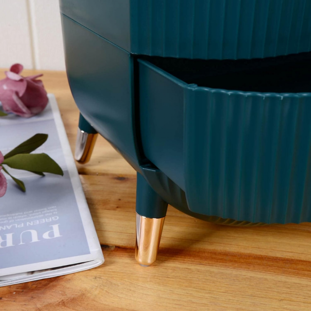 Organizator cosmetice, 3 sertare și capac transparent, Verde [9]