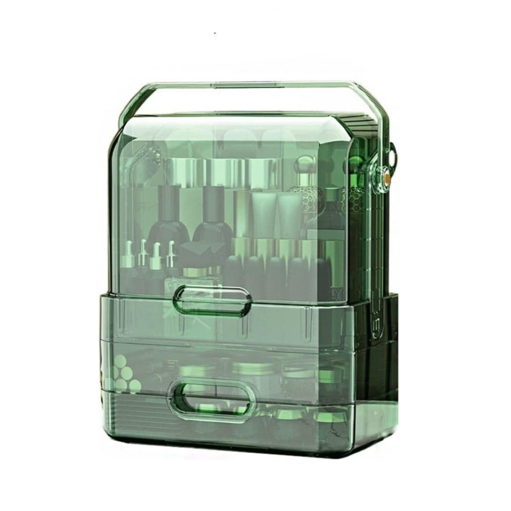Organizator cosmetice luxury, cu mâner, Verde Transparent [1]