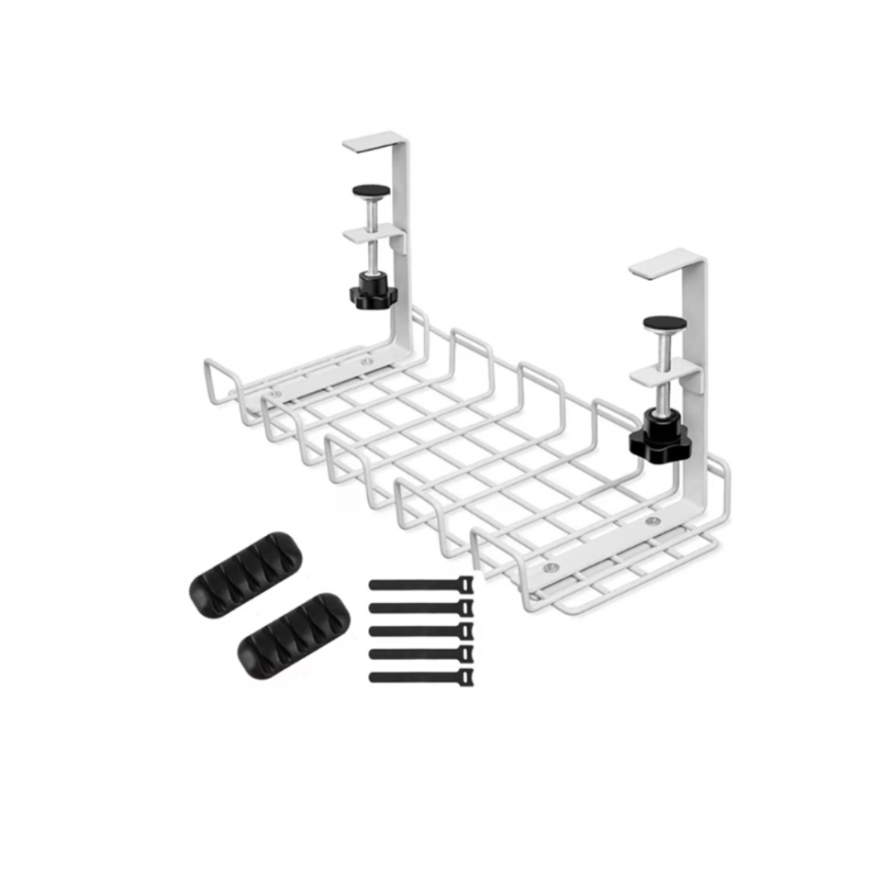 Organizator metalic pentru cabluri, multifuncțional pentru birou, Alb [1]