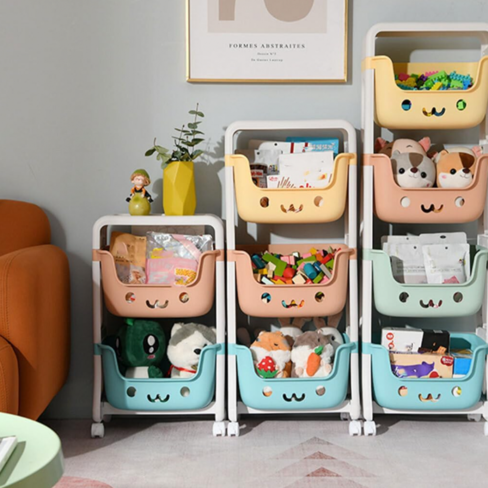 Organizator pentru jucării, 4 compartimente, cu roți [6]