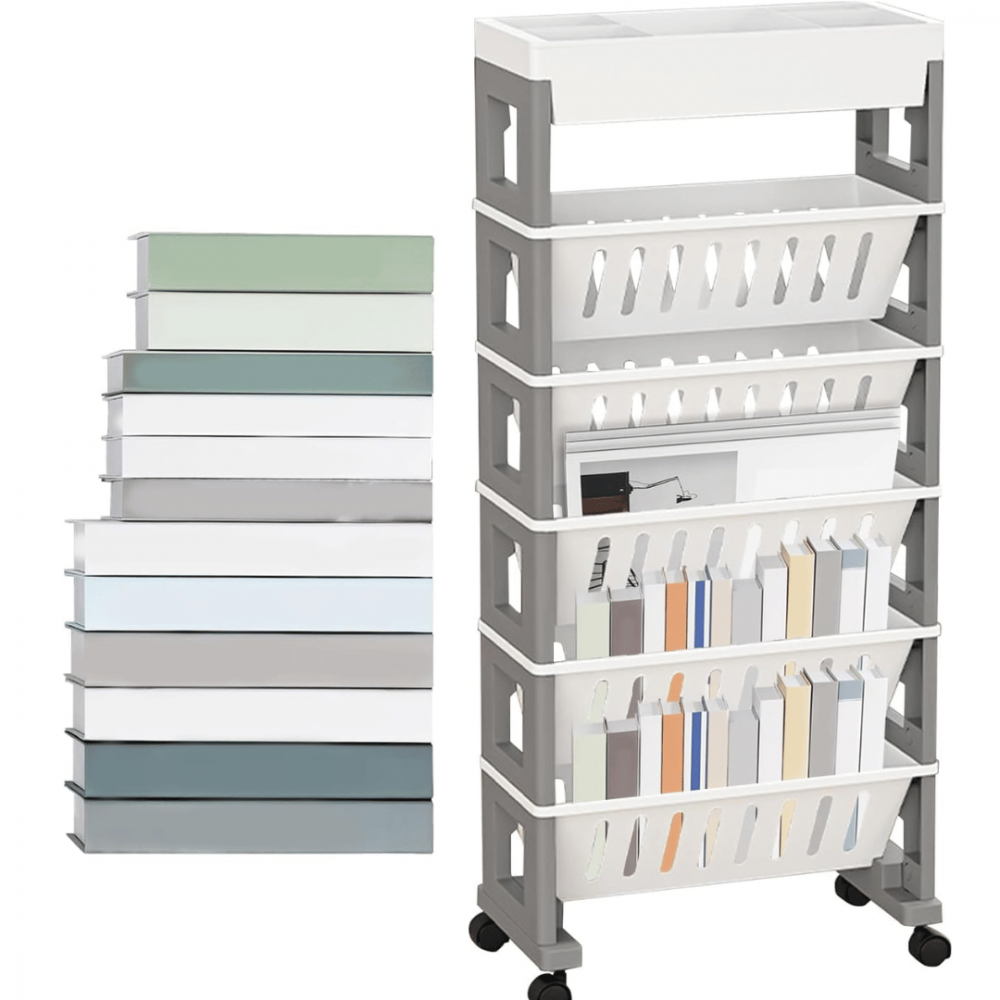 Organizator portabil cu 6 rafturi pliabile și roți [8]