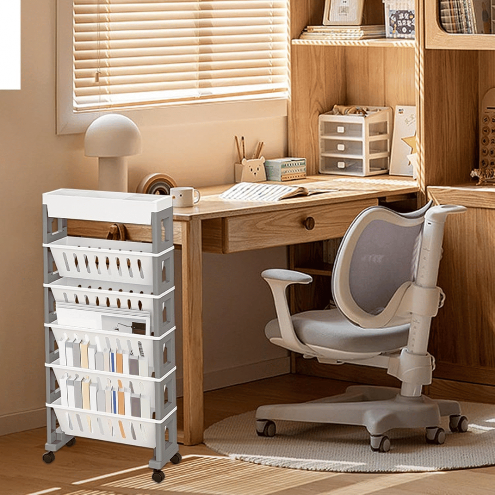 Organizator portabil cu 6 rafturi pliabile și roți [5]