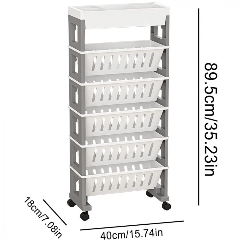Organizator portabil cu 6 rafturi pliabile și roți [4]
