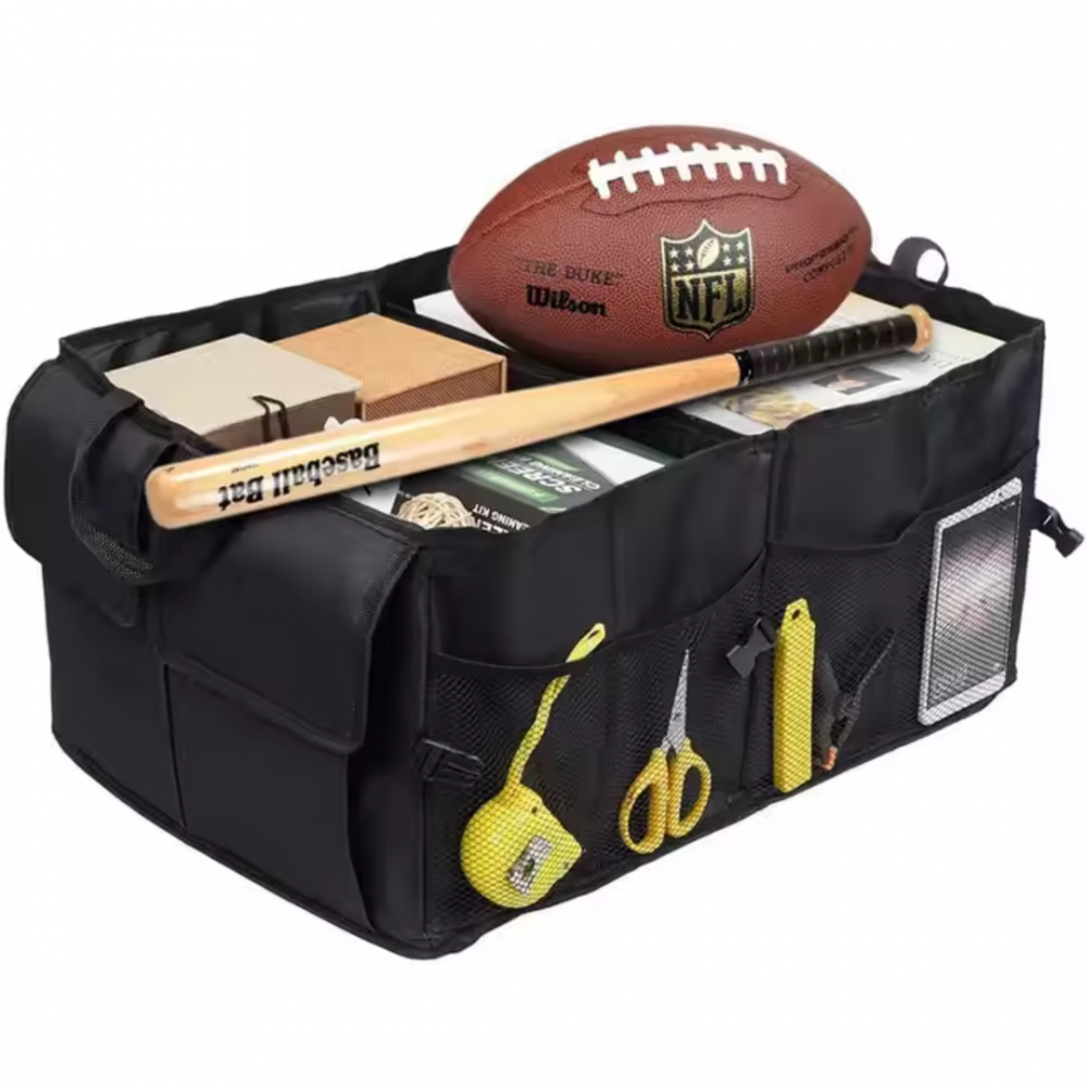 Organizator Portbagaj cu 3 compartimente si 6 buzunare, Pliabil, Waterproof, 53x38x23 cm, Negru [2]