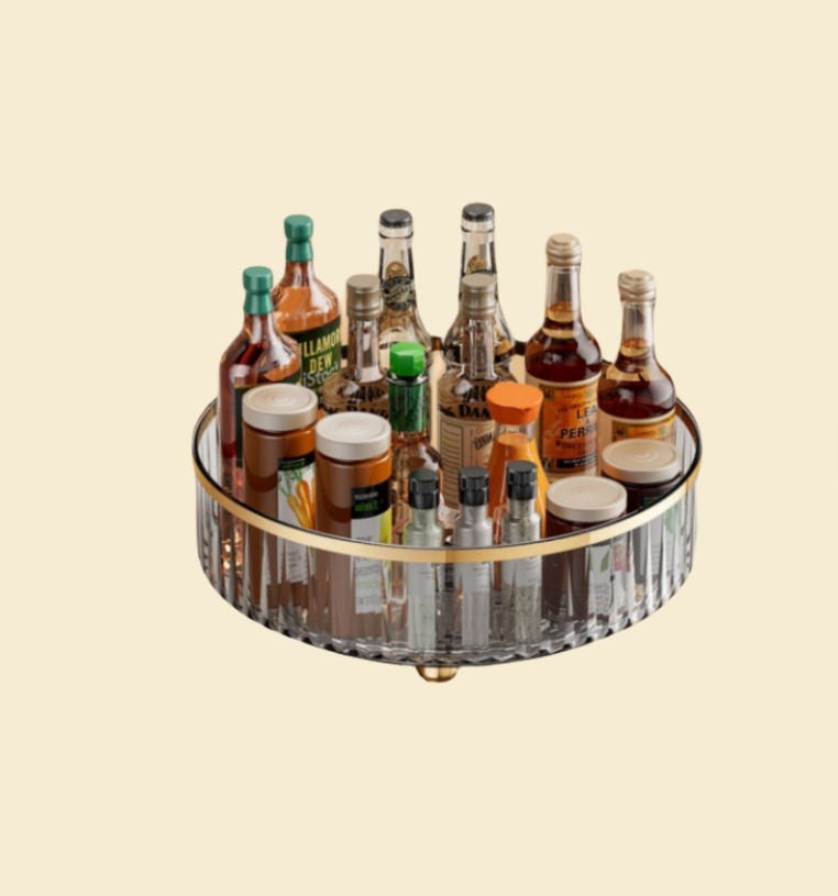 Organizator rotativ de depozitare, 360 grade, plastic, Fumuriu transparent, 27 x 8 cm [7]