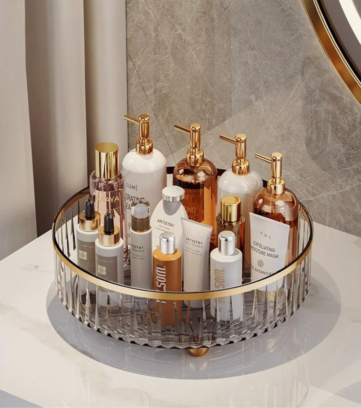 Organizator rotativ de depozitare, 360 grade, plastic, Fumuriu transparent, 27 x 8 cm [1]