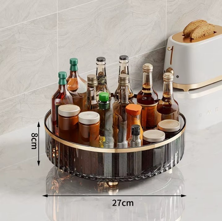 Organizator rotativ de depozitare, 360 grade, plastic, Fumuriu transparent, 27 x 8 cm [2]