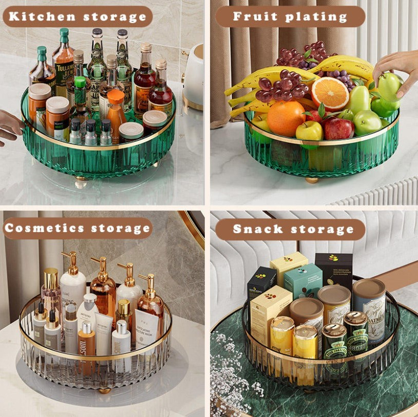 Organizator rotativ de depozitare, 360 grade, plastic, Fumuriu transparent, 27 x 8 cm [4]