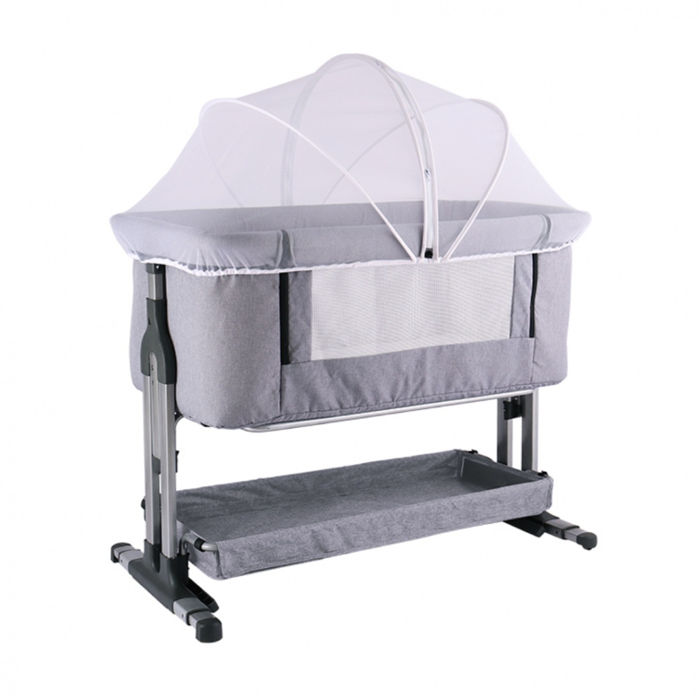Pătuț bebeluș reglabil în 4 poziții, cu geantă de transport, gri deschis [8]