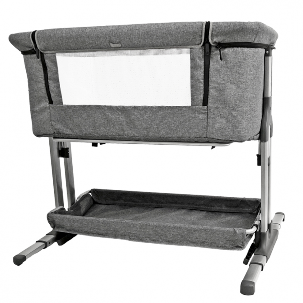 Pătuț bebeluș reglabil în 4 poziții, cu geantă de transport, gri închis [4]