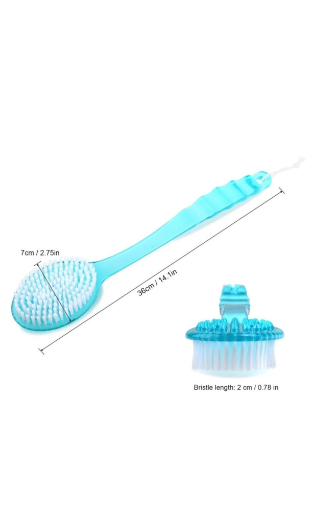Perie de baie cu maner lung, exfolianta, 36 x 7 cm, Albastra [1]