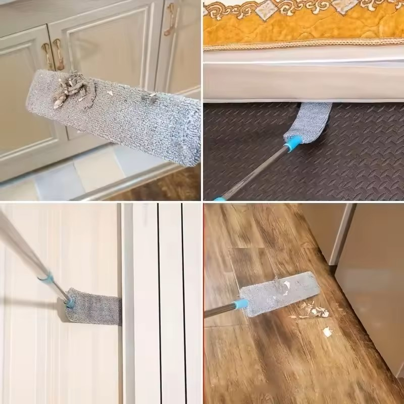 Perie subțire de praf cu mâner extensibil, din material lavabil, microfibră, pentru spații înguste [3]