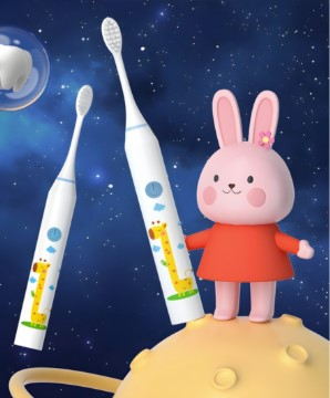 Periuta de dinti electrica sonica, pentru copii, 4 capete incluse,19 cm, temporizator inteligent, rezistenta la apa, model Girafa, alb [3]