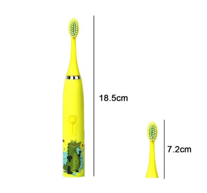 Periuta de dinti electrica sonica, pentru copii, 6 capete incluse, temporizator inteligent, rezistenta la apa, model Crocodil, galben [1]
