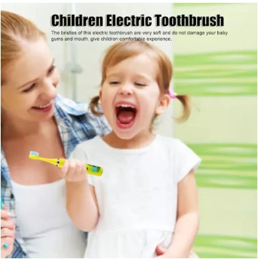 Periuta de dinti electrica sonica, pentru copii, 6 capete incluse, temporizator inteligent, rezistenta la apa, model Crocodil, galben [2]