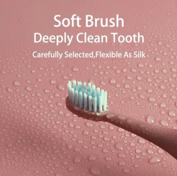 Periuta de dinti electrica sonica, pentru copii, 6 capete incluse, temporizator inteligent, rezistenta la apa, model Iepuras, roz [3]