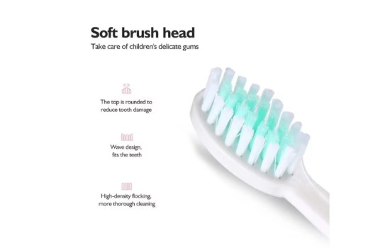 Periuta de dinti electrica sonica, pentru copii, 6 capete incluse, temporizator inteligent, rezistenta la apa, model Ursulet, Albastru [4]