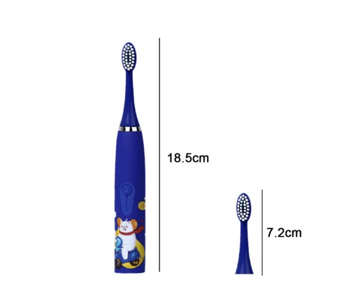 Periuta de dinti electrica sonica, pentru copii, 6 capete incluse, temporizator inteligent, rezistenta la apa, model Ursulet, Albastru [3]