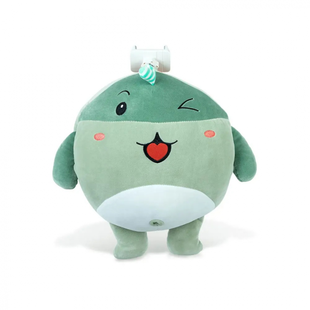 Pernă de pluș, model dinozaur, cu suport telefon integrat, verde [1]