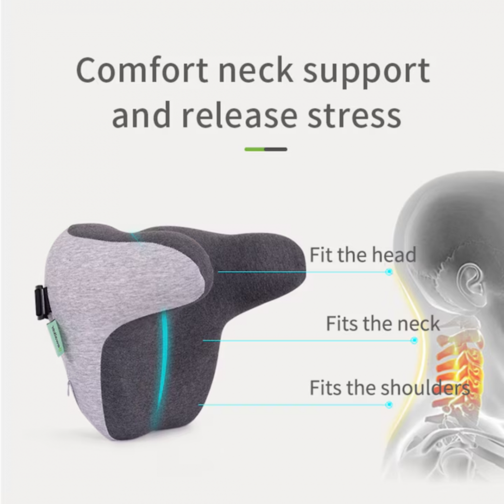 Pernă ortopedică, cu suport pentru cap și spumă de memorie, Gri [2]