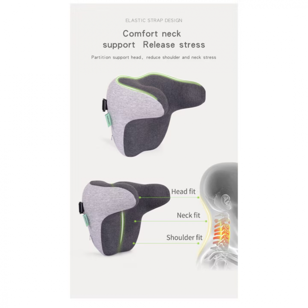 Pernă ortopedică, cu suport pentru cap și spumă de memorie, Gri [4]