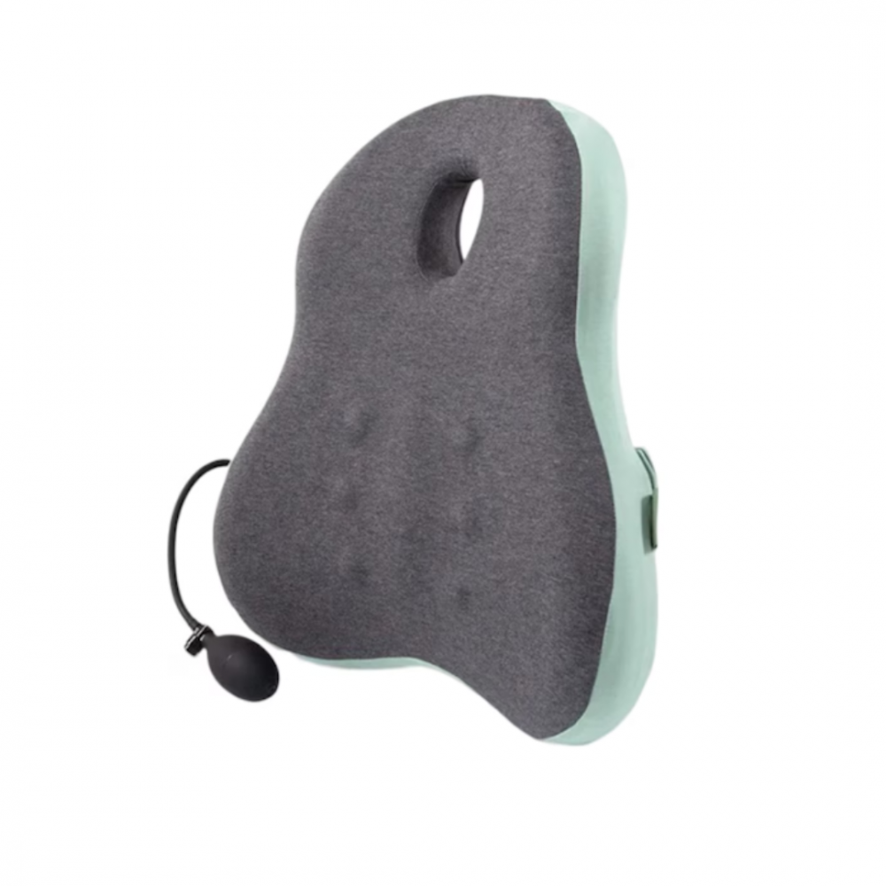 Pernă ortopedică lombară cu sistem de umflare, spumă cu memorie și husă lavabilă, Verde [1]