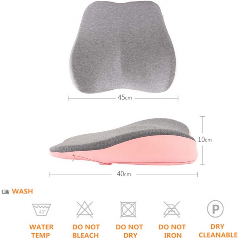 Pernă ortopedică lombară, cu spumă de memorie și husă lavabilă, Roz [6]