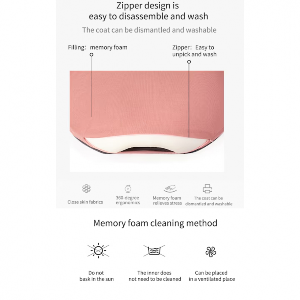 Pernă ortopedică lombară, cu spumă de memorie și husă lavabilă, Roz [11]