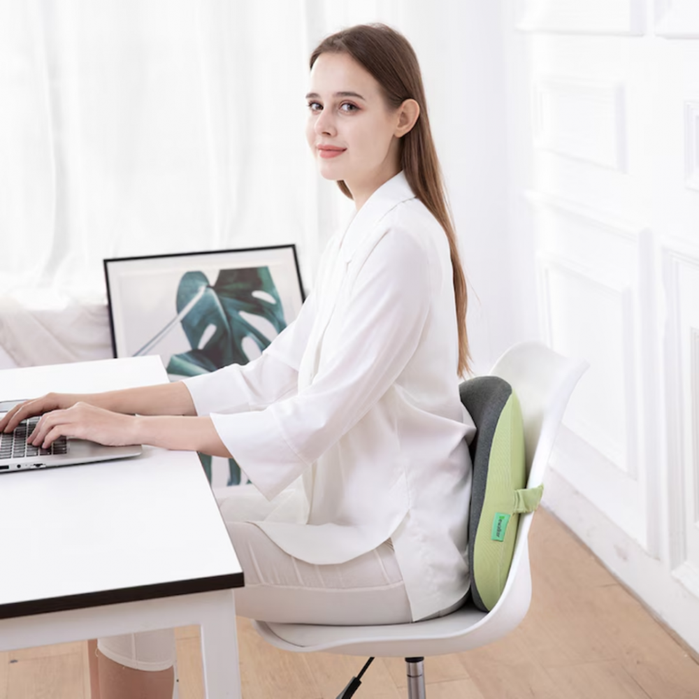 Pernă ortopedică lombară, cu spumă de memorie și husă lavabilă, Verde [2]