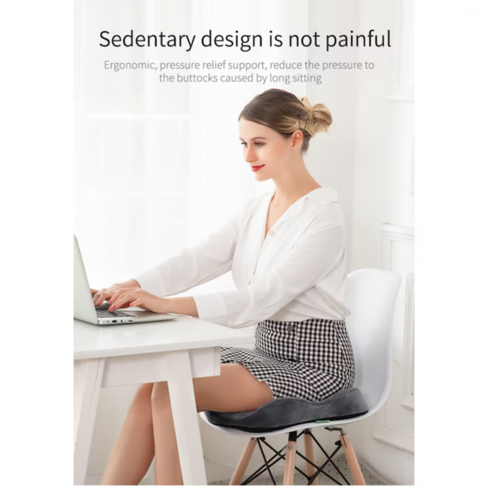 Pernă ortopedică pentru șezut, cu spumă de memorie și husă lavabilă, Gri [2]