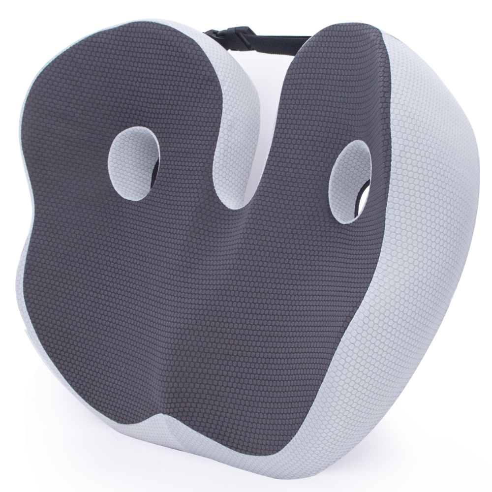 Perna ortopedica sezut, Bewalker, Spuma cu memorie, pentru scaun de birou sau masina, Husa respirabila si antialunecare, zona Lombara, Dureri de sold, Hemoroizi, Gri [2]