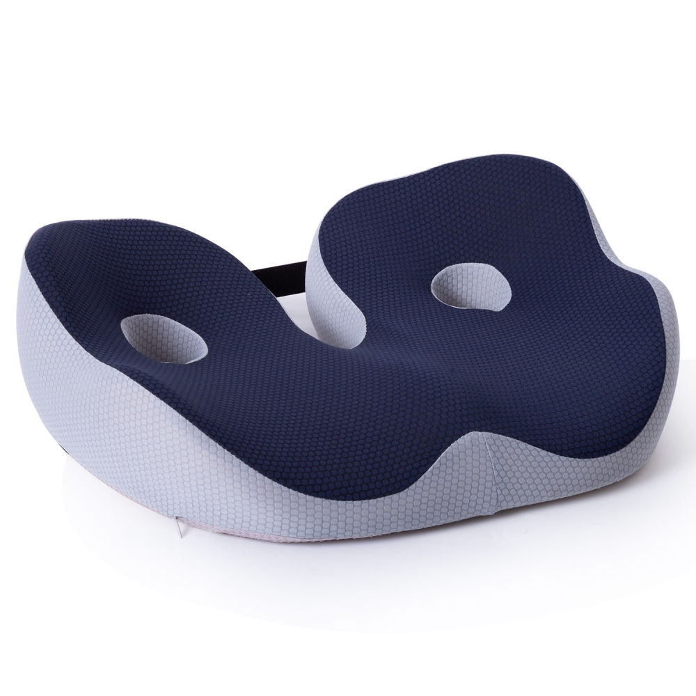 Perna ortopedica sezut, Bewalker, Spuma cu memorie, pentru scaun de birou sau masina, Husa respirabila si antialunecare, zona Lombara, Dureri de sold, Hemoroizi, Albastru [4]