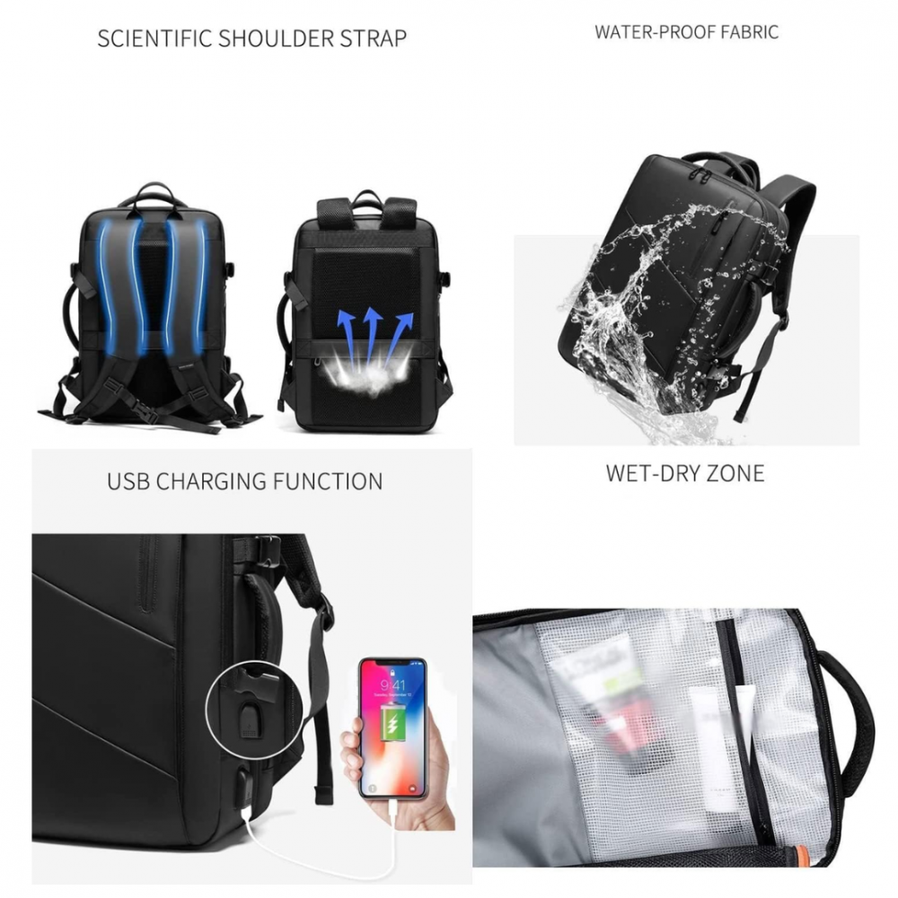 Rucsac extensibil 3 în 1, antifurt, gri [6]