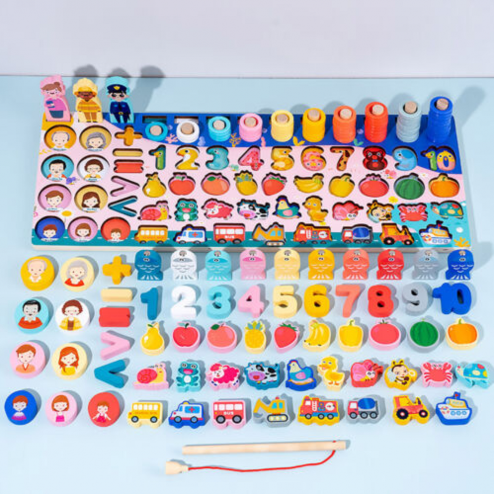 Placa interactiva din lemn cu cifre si semne matematice [5]