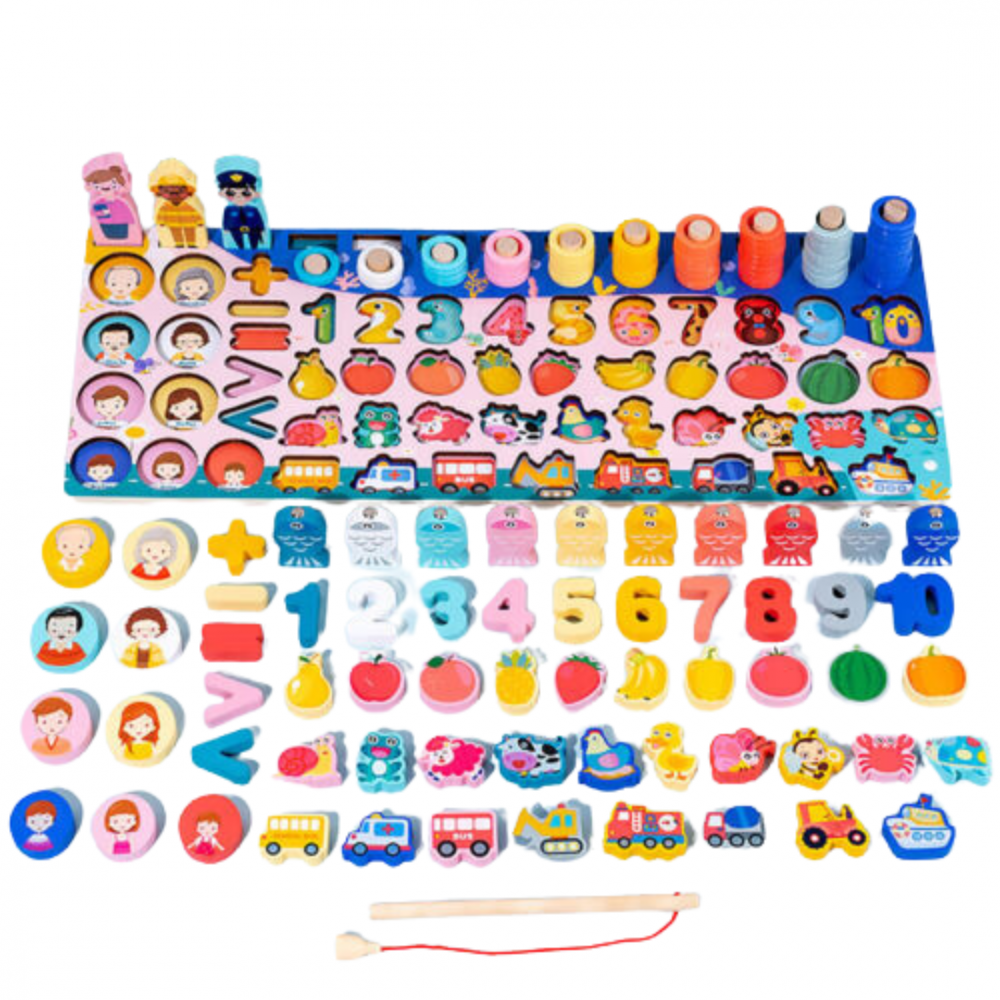 Placa interactiva din lemn cu cifre si semne matematice [8]